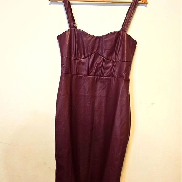 Guess wine colour faux leather dress. New with tags. - Picture 1 of 5